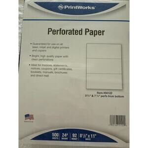 NEW UNOPENED- PrintWorks Perforated Paper 8.5” X 11” Item #04122-Lot of 2 packs